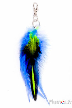 Pendentif Coq Wyandotte - 12 cm - bleu-lime